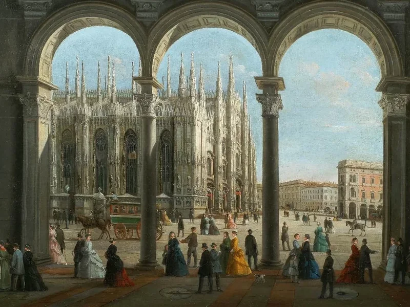 1762-Giuseppe Bernardino Bison - Vista del Duomo di Milano dal Colonnato